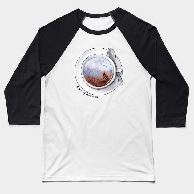 A sip of autumn - dark text Baseball T-Shirt by Ellen Wilberg